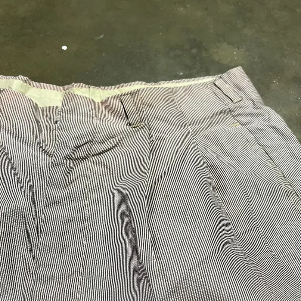 Vintage 60s Brown Striped Seersucker Nylon Pants 32x32